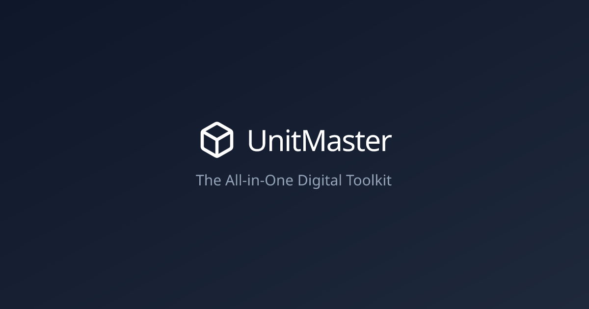 UnitMaster - Offline, Privacy-First Developer Tools (WASM)